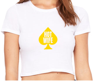 Hot Wife Spade Symbol - White Crop Top