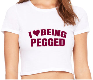 I Love Being Pegged - White Crop Top