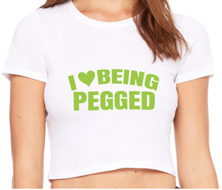 I Love Being Pegged - White Crop Top