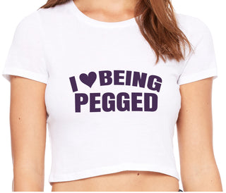 I Love Being Pegged - White Crop Top