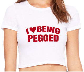 I Love Being Pegged - White Crop Top