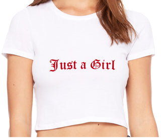 Just A Girl - White Crop Top