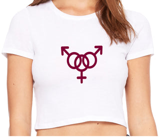 MMF Threesome - White Crop Top