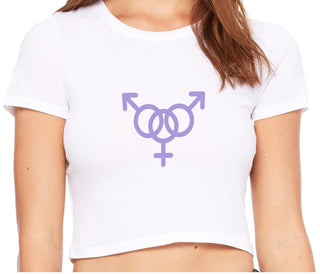 MMF Threesome - White Crop Top