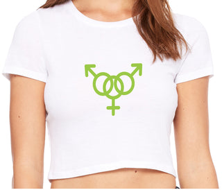 MMF Threesome - White Crop Top