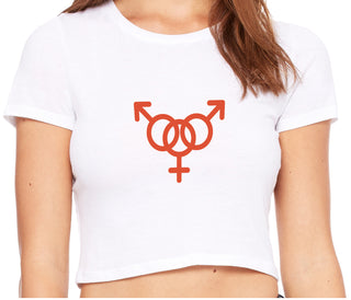 MMF Threesome - White Crop Top