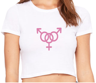 MMF Threesome - White Crop Top