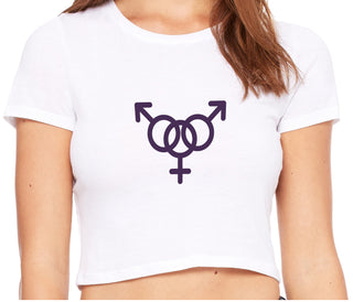 MMF Threesome - White Crop Top
