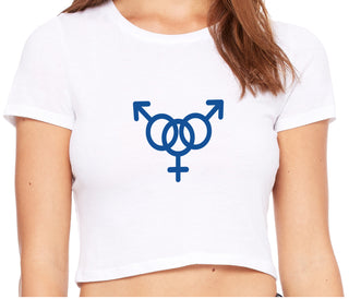 MMF Threesome - White Crop Top