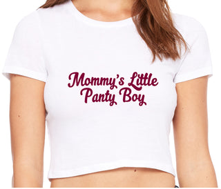 Mommy's Little Panty Boy - White Crop Top
