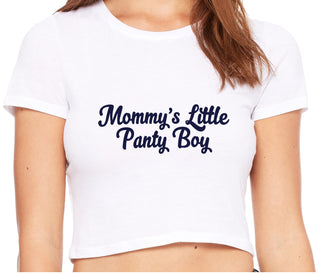 Mommy's Little Panty Boy - White Crop Top