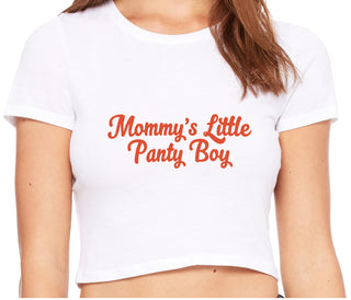Mommy's Little Panty Boy - White Crop Top