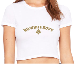 No White Boys - Queen Of Spades - White Crop Top