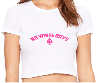 No White Boys - Queen Of Spades - White Crop Top
