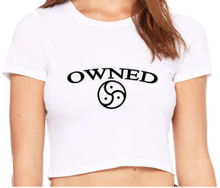 Owned With BDSM Symbol - White Crop Top