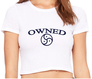 Owned With BDSM Symbol - White Crop Top