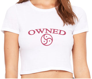 Owned With BDSM Symbol - White Crop Top