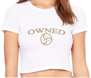 Owned With BDSM Symbol - White Crop Top