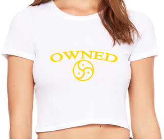 Owned With BDSM Symbol - White Crop Top
