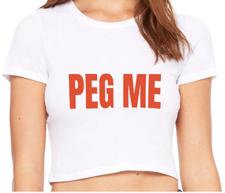 Peg Me - Bold Logo - White Crop Top