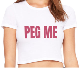 Peg Me - Bold Logo - White Crop Top