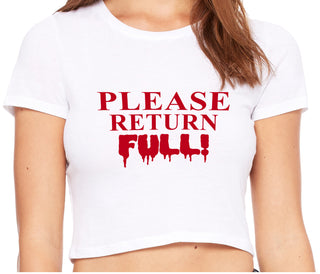 Please Return Full - White Crop Top