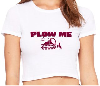 Plow Me - Funny Tractor Design - White Crop Top