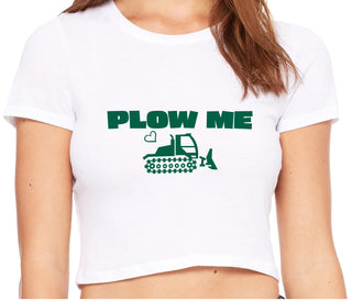 Plow Me - Funny Tractor Design - White Crop Top