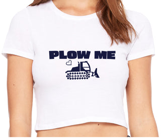 Plow Me - Funny Tractor Design - White Crop Top