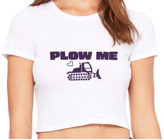 Plow Me - Funny Tractor Design - White Crop Top