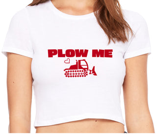 Plow Me - Funny Tractor Design - White Crop Top