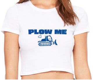 Plow Me - Funny Tractor Design - White Crop Top