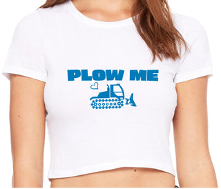 Plow Me - Funny Tractor Design - White Crop Top