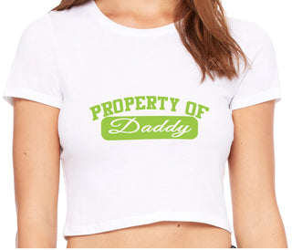 Property Of Daddy - Athletic Look - White Crop Top