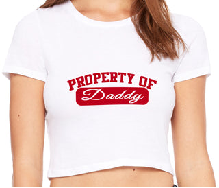 Property Of Daddy - Athletic Look - White Crop Top