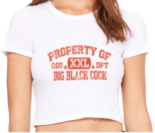Property Of Big Black Cock - Queen Of Spades - White Crop Top