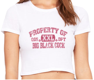 Property Of Big Black Cock - Queen Of Spades - White Crop Top