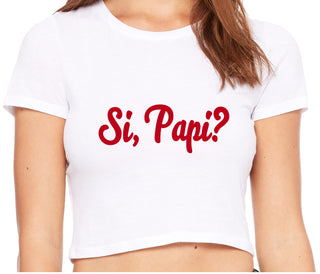 Si Pappi - Yes Daddy - White Crop Top