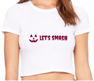 Let's Smash Pumpkins - White Crop Top