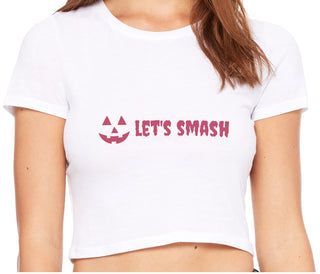 Let's Smash Pumpkins - White Crop Top