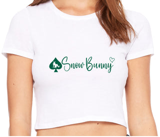 Snow Bunny - Queen of Spades - White Crop Top
