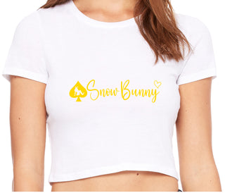 Snow Bunny - Queen of Spades - White Crop Top