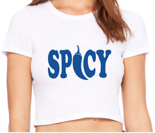 Spicy - Cute Pepper Logo - White Crop Top