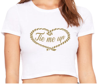 Tie Me Up - Cute Rope Design - White Crop Top