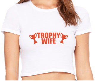 Trophy Wife Award - White Crop Top