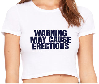 Warning May Cause Erections - White Crop Top