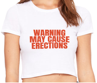 Warning May Cause Erections - White Crop Top