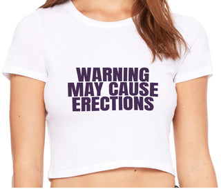 Warning May Cause Erections - White Crop Top