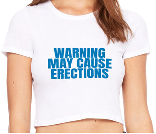 Warning May Cause Erections - White Crop Top