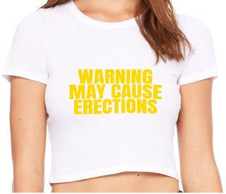 Warning May Cause Erections - White Crop Top
